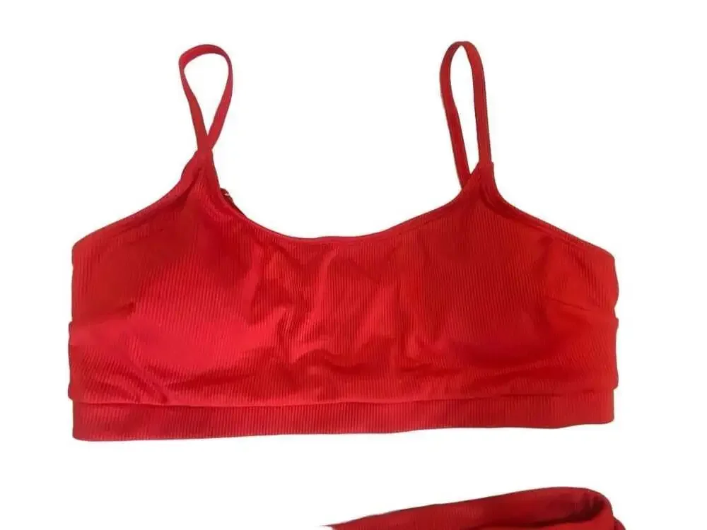 CUPSHE Ribbed Red Bikini Set Size Large NWT size large